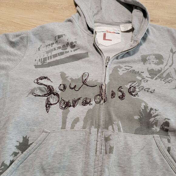 Triple Five Soul Size Large Zip Up Hoodie Jacket Paradise Embroidered Skater Y2K - Picture 5 of 11